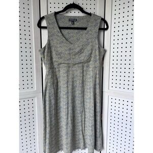 Toad&Co Sleeveless Dress Women's M Blue Floral V-Neck Tencel Cotton Stretch